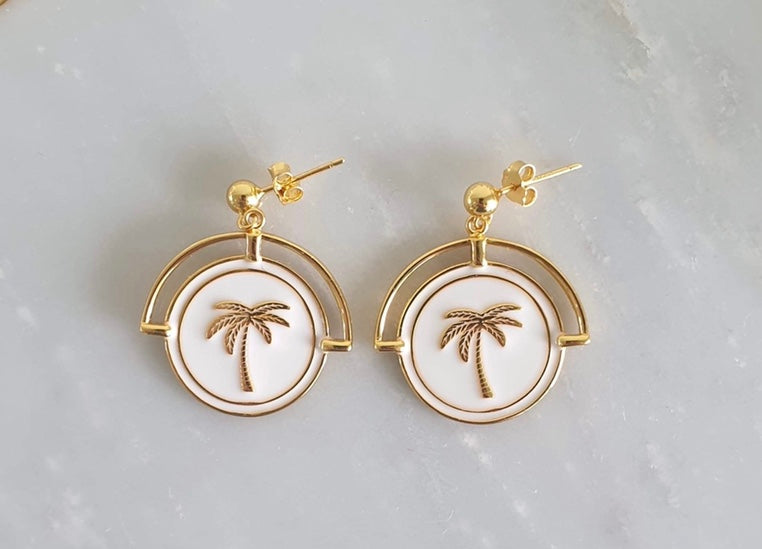 Zen White Costa Rica Earrings - 24k Gold Plated