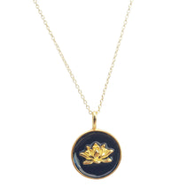 Load image into Gallery viewer, Lotus Pendant and Necklace - Black
