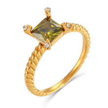 Load image into Gallery viewer, Vintage Crystal Twist Ring in Peridot, White or Pink
