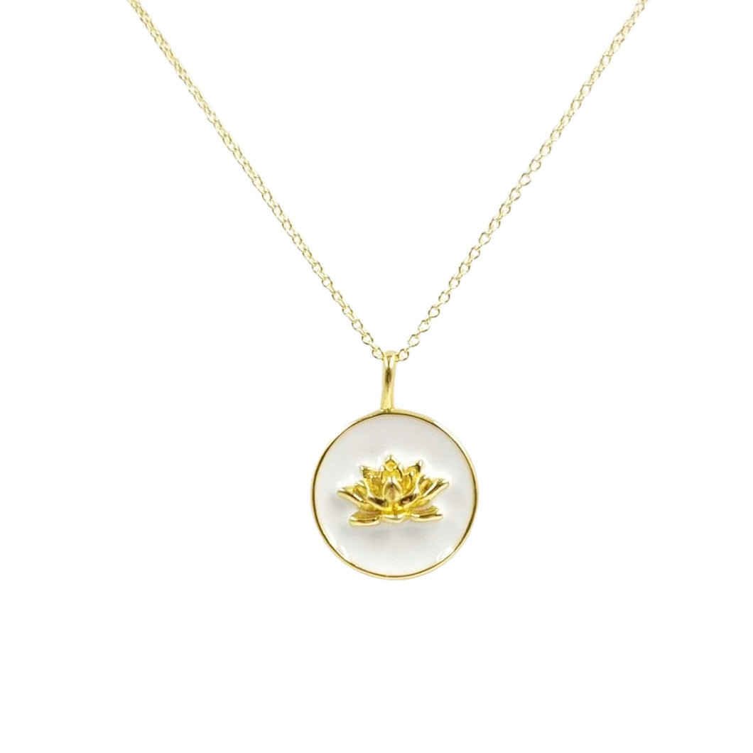 Lotus Pendant and Necklace - White