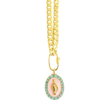 Load image into Gallery viewer, Mae Maria Pendant on 14K Gold Plated Cuban Chain with Carabiner
