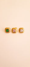 Load image into Gallery viewer, Palm Beach Art Deco Stud Earrings in Emerald, Pink or White
