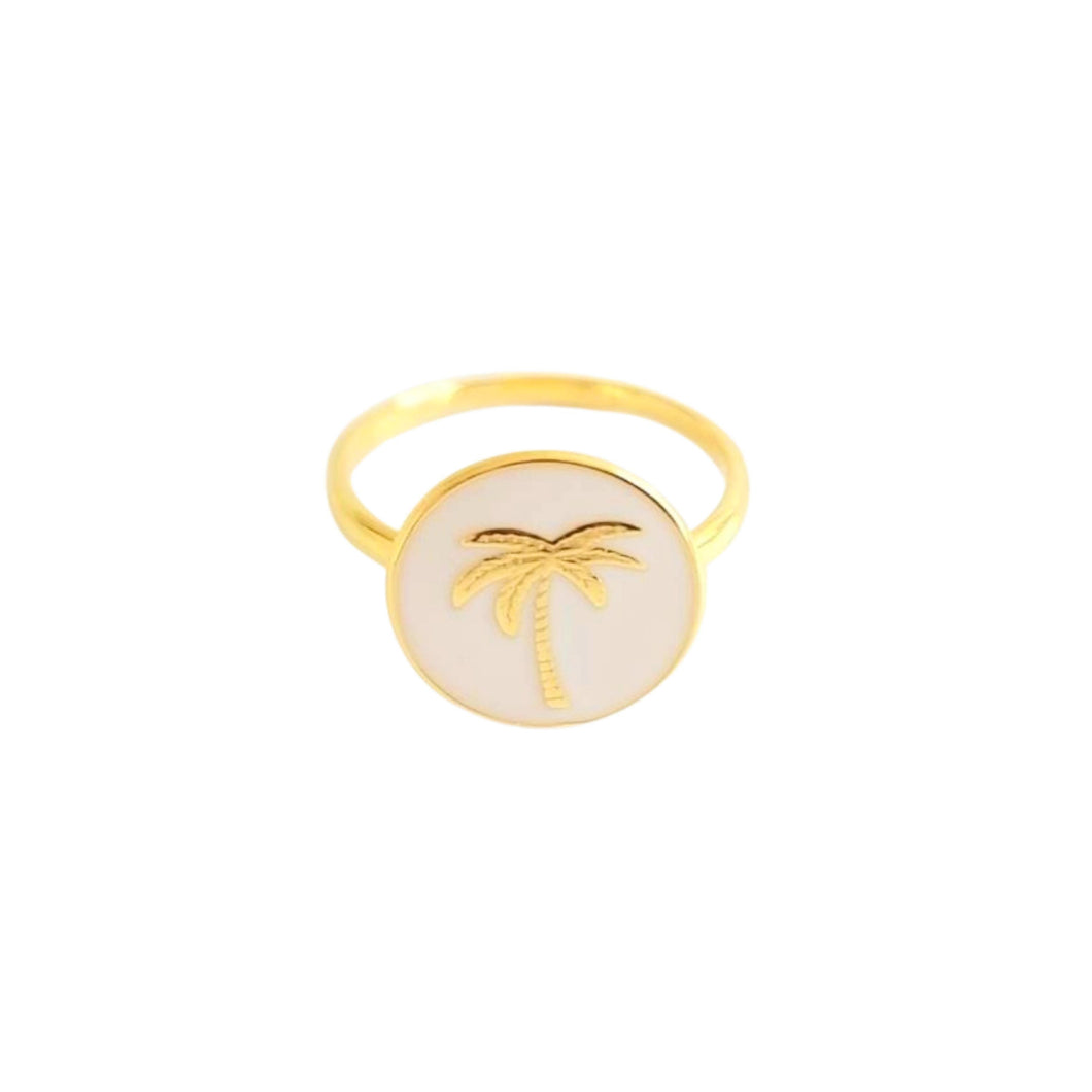 Costa Rica Ring White - 24k Gold Plated